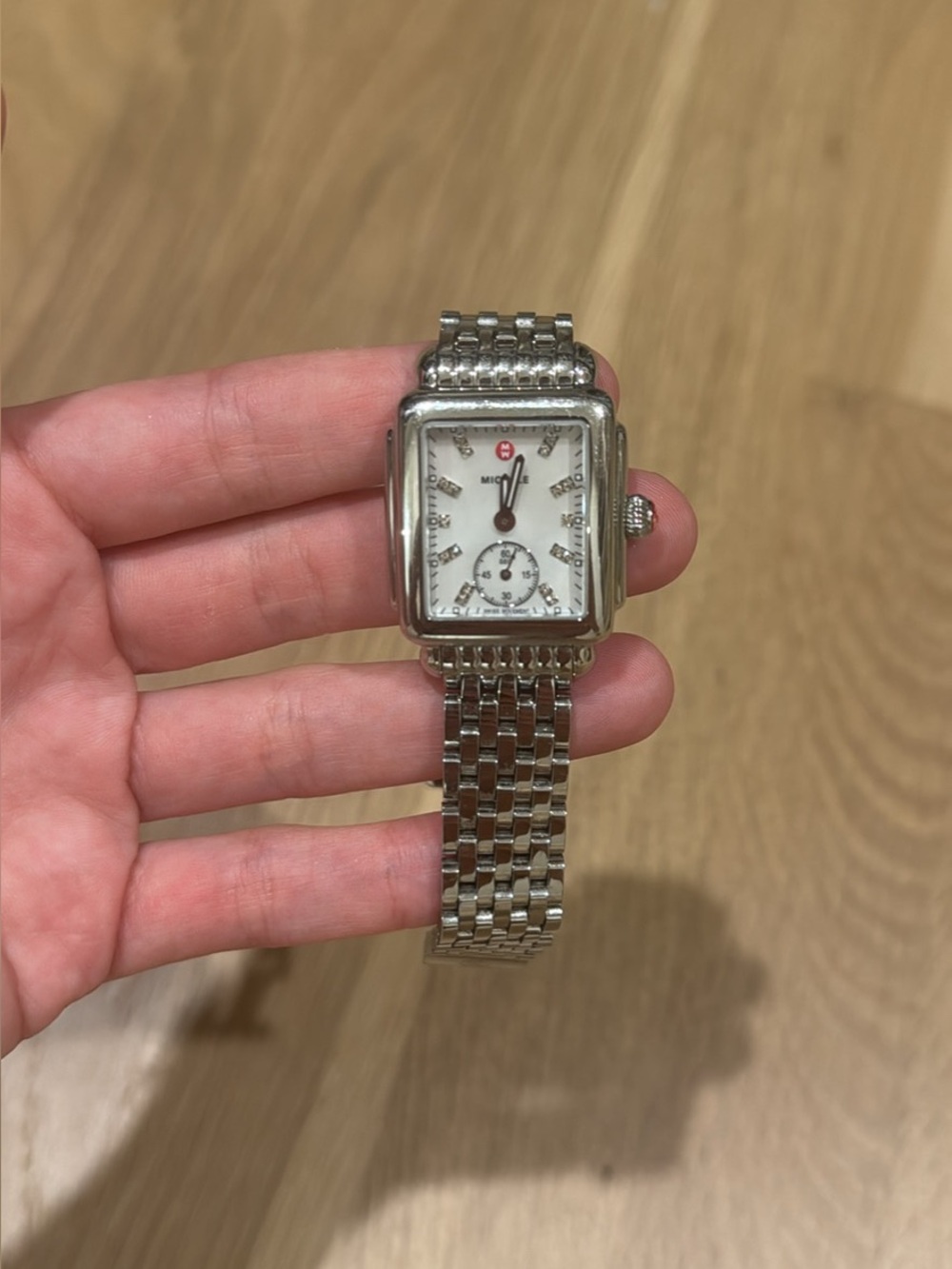 Michele Silver Bracelet Watch with White Dial